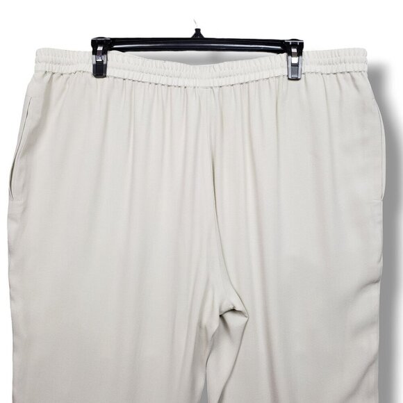 Eileen Fisher Silk Georgette Crepe Pants Womens 2X Bone Lined Tapered Drawstring - Picture 5 of 10